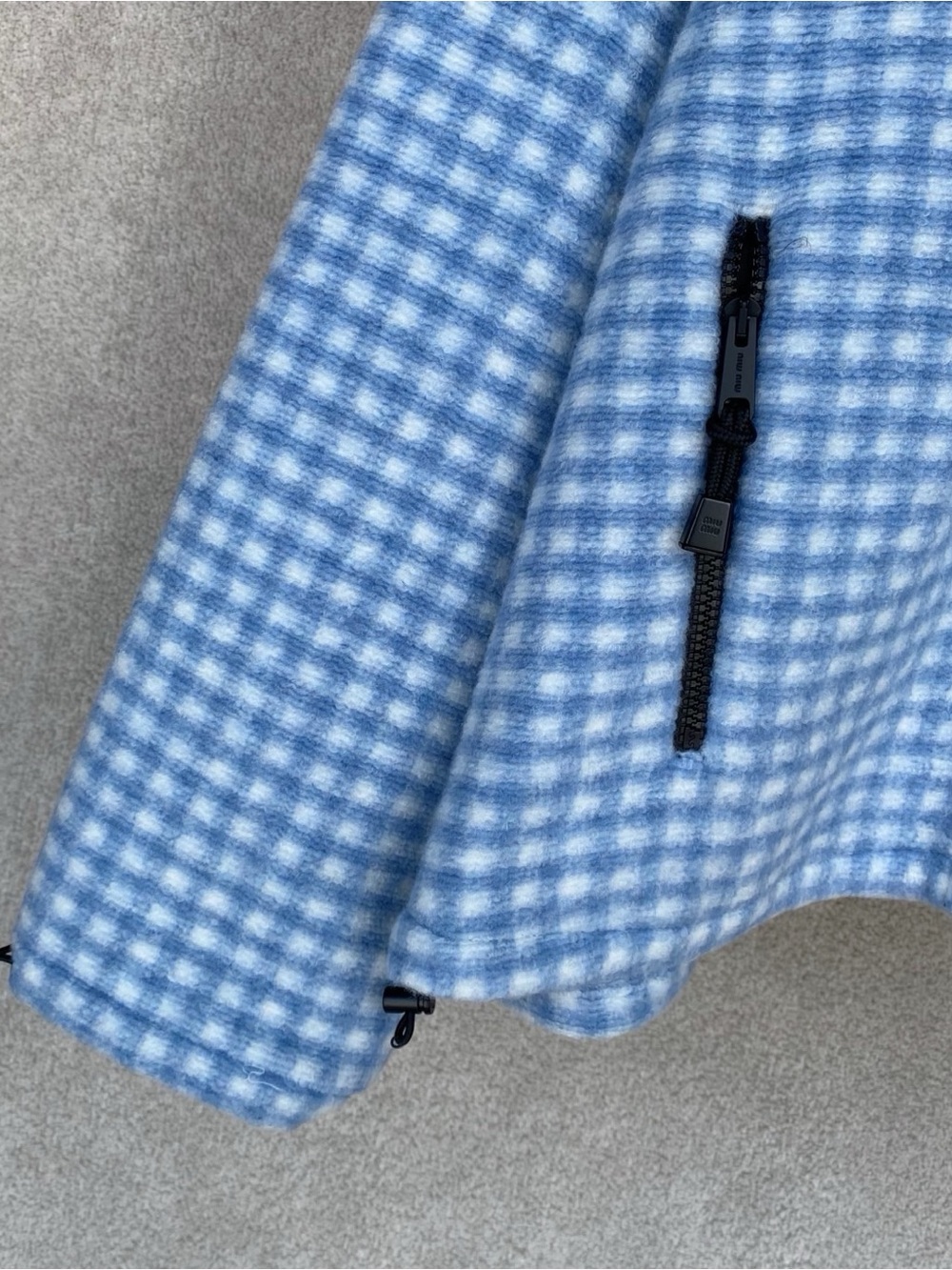 NWOT Miu Miu Blue Gingham Fleece Jacket, Size M - Picture 12 of 15